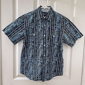 Panhandle Select Western Pearl Snap Short Sleeve Shirt Top Boys Size M 10